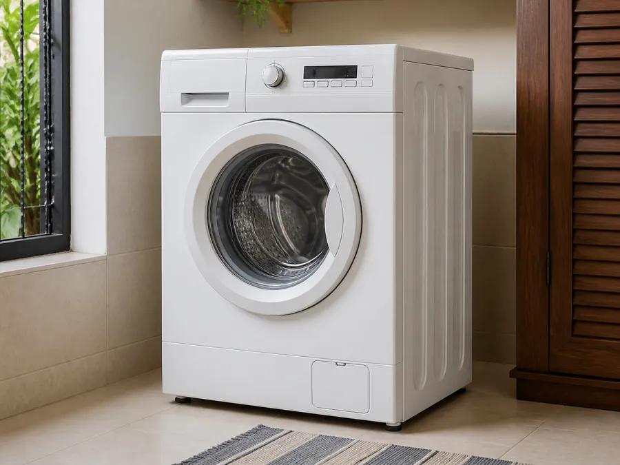 White front-load automatic washing machine